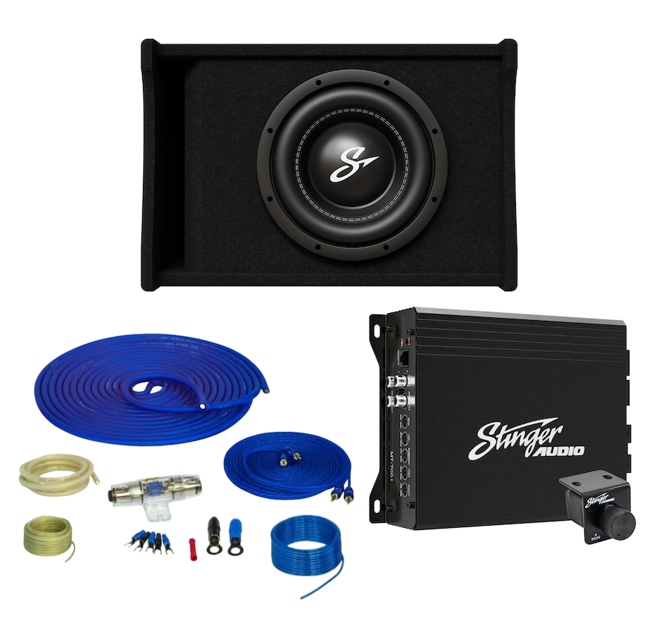 Single 10" 700 Watt (RMS) Loaded Ported Subwoofer Enclosure (700 Watts RMS/1,200 Watts Max) Bass Package with Amplifier & Complete Wiring Kit
