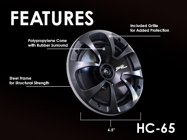 Stinger Audio HC Series Coaxial Speakers 6.5in Features Infograph