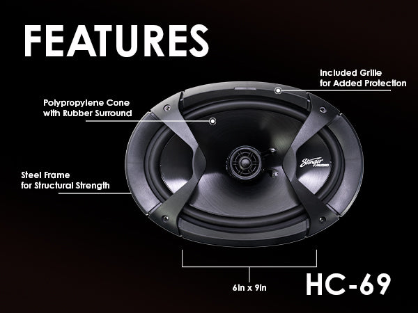 Stinger Audio HC Series Coaxial Speakers 6x9in Features Infograph