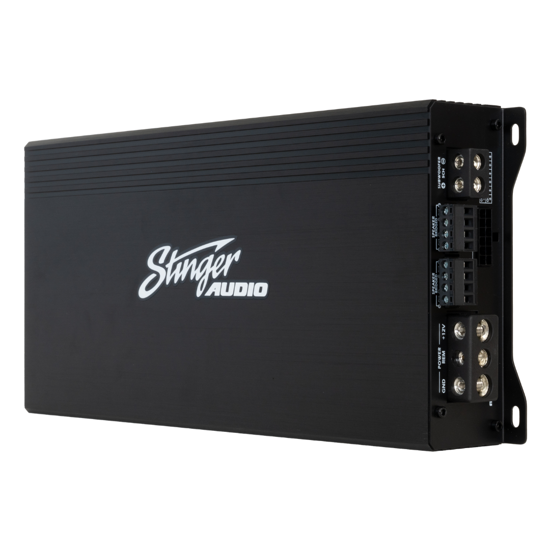 Stinger Audio multi-channel amplifier in the color black