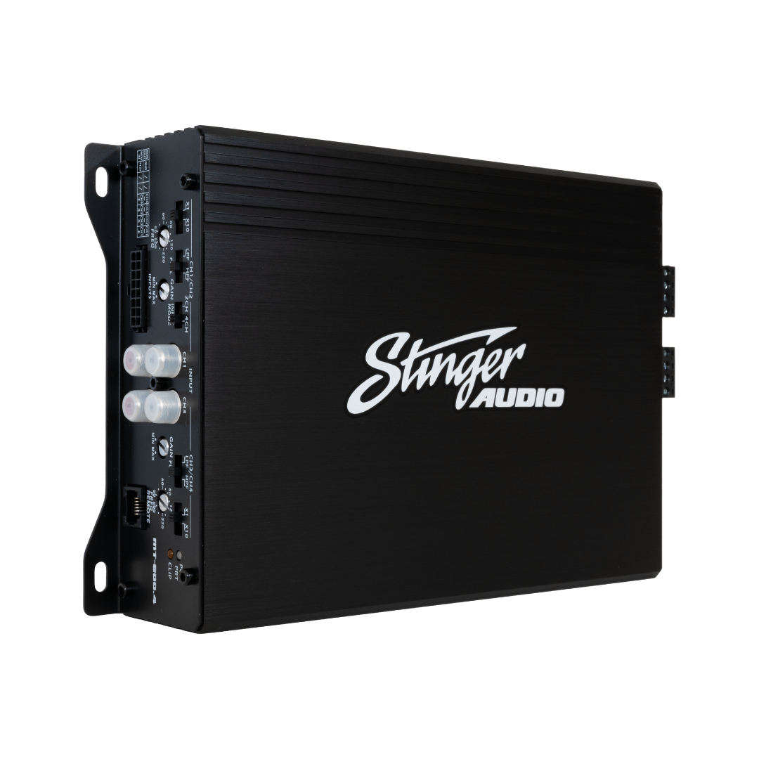 Stinger Audio 4 channel amplifier in the color black