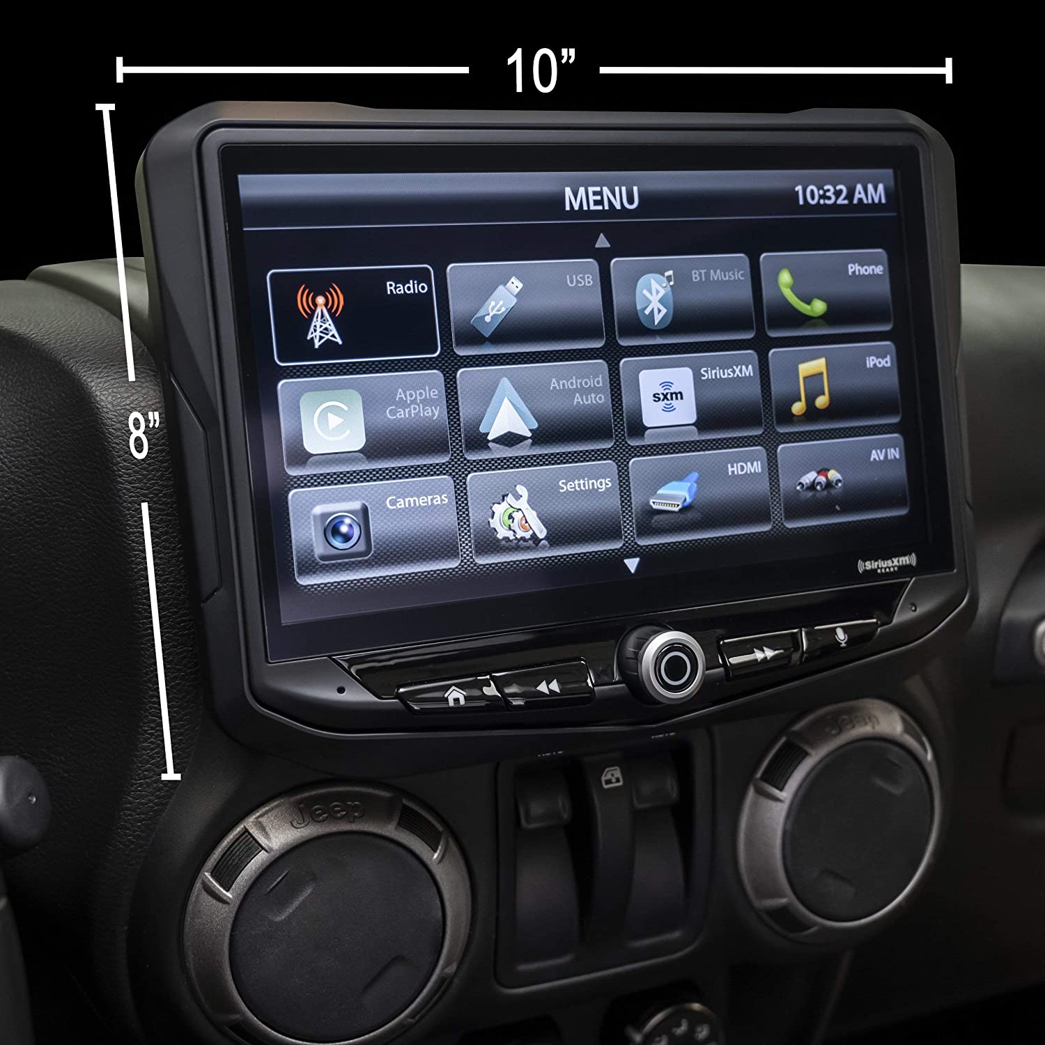 Jeep Wrangler JK (2011-2018) HEIGH10 10" Radio Kit with Spare Tire Backup Camera
