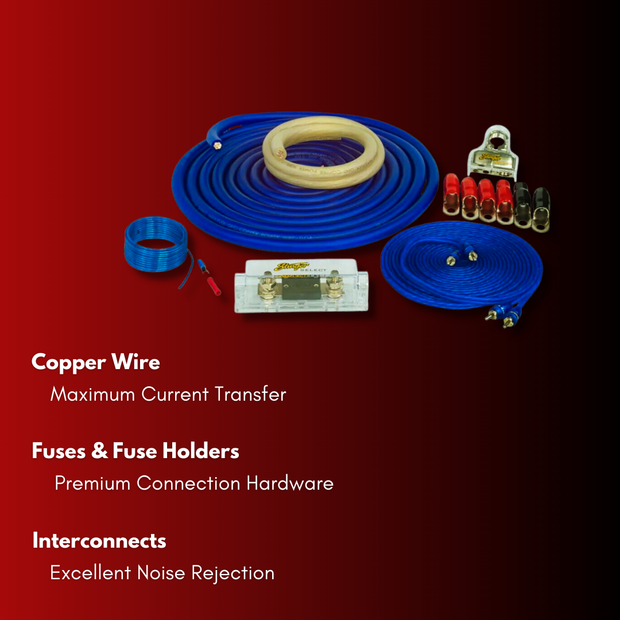1/0 Gauge 2,400 Watt Complete Amplifier Wiring Kit