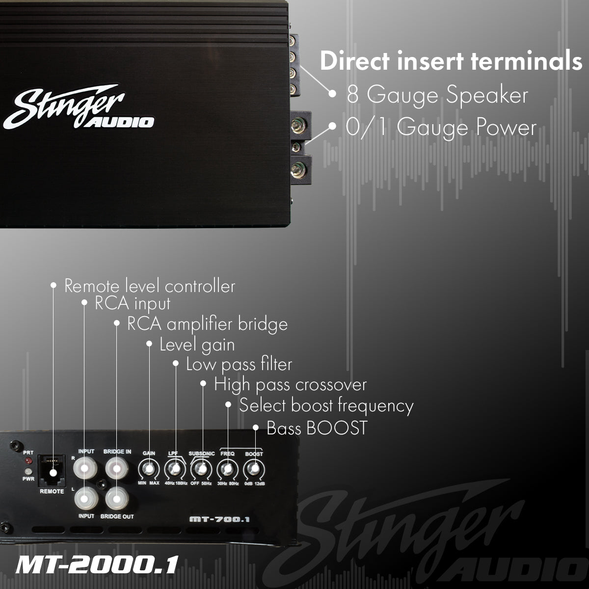 Stinger Audio MT-2000.1 2,000 Watt (RMS) Class D Monoblock Car Audio Amplifier