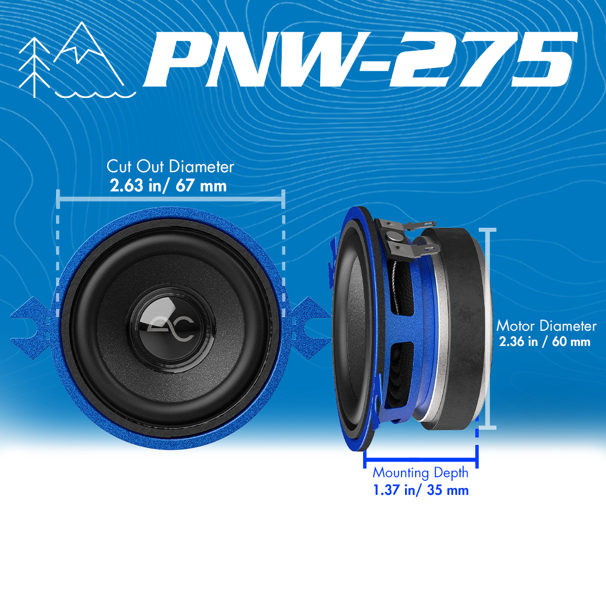 AudioControl PNW Series 2.75" 25 Watt (RMS) Component Midrange Speakers (Pair)