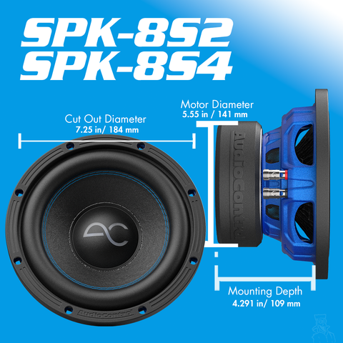 AudioControl Spike Series 8” Single High-Performance Subwoofer | 2-OHM or 4-OHM