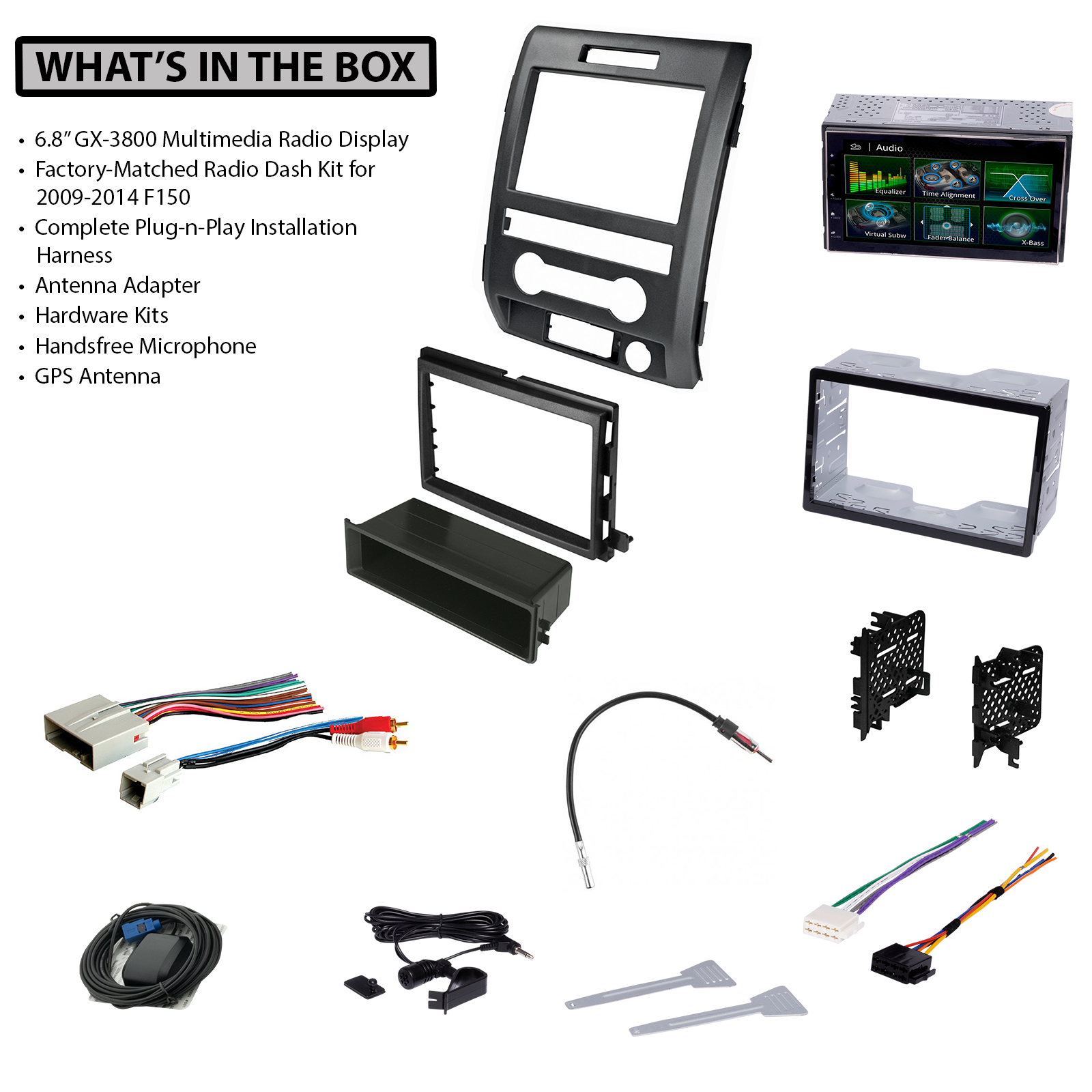 Ford F-150 (2009-2014) 6.8" Double DIN Radio Kit with Rear License Plate Camera