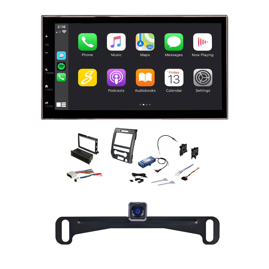 Ford F-150 (2009-2014) 6.8" Double DIN Radio Kit with Rear License Plate Camera