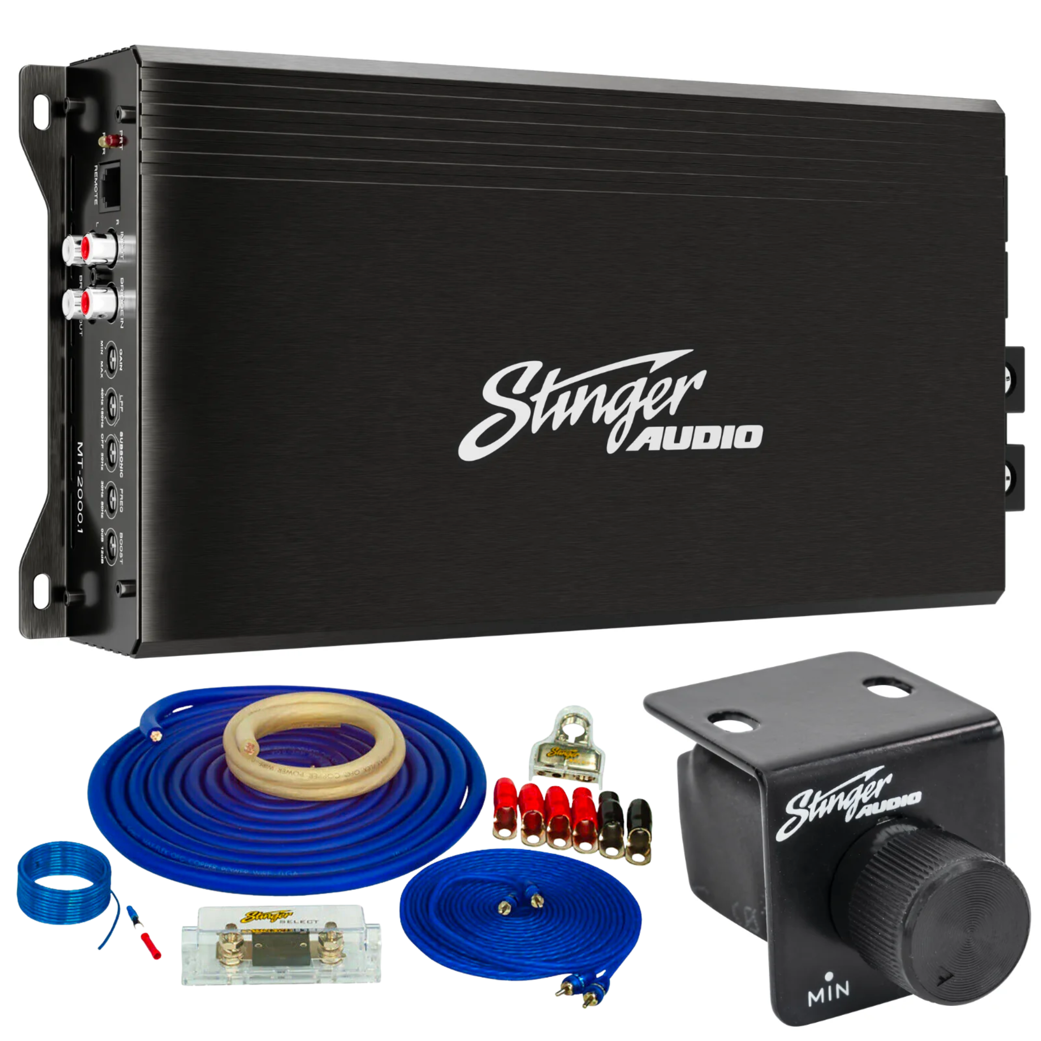 Stinger Audio MT-2000.1 2,000 Watt (RMS) Class D Monoblock Car Audio Amplifier with 1/0GA Wiring Kit