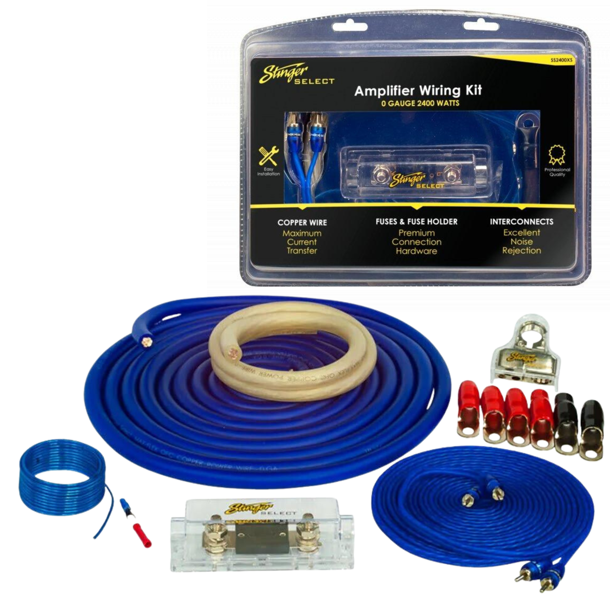 1/0 GA 2,400 Watt Complete Amplifier Copper Wiring Kit