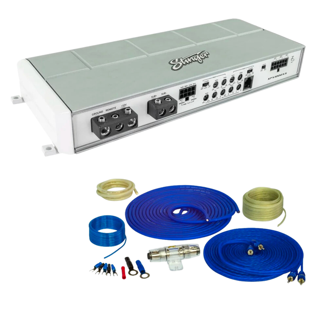 Marine & Power Sports Micro 5-Channel 1,000 Watt Amplifier with 8 Gauge Complete Wiring Kit