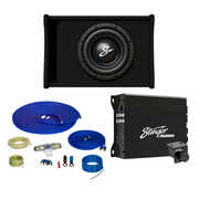 Single 12" 700 Watt (RMS) Loaded Ported Subwoofer Enclosure (700 Watts RMS/1,200 Watts Max) Bass Package with Car Audio Amplifier & Complete Wiring Kit