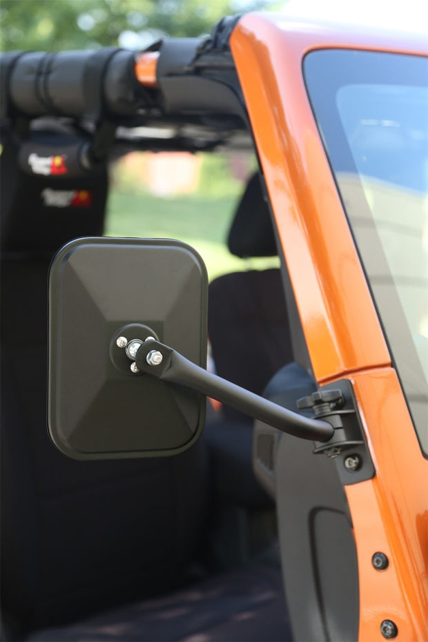 Jeep Wrangler JK (1997-2018) Textured Black Rectangular Quick Release Mirror Kit