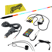 ENLIGHT10 Multi-Color Four Foot Dynamic RGB LED Whip Lights with Bluetooth Controller, On/Off Switch, and Mounting System